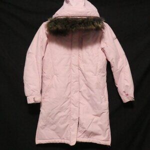 KARBON | size 10 | Pink Parka | Removable Hood and Faux Fur Trim